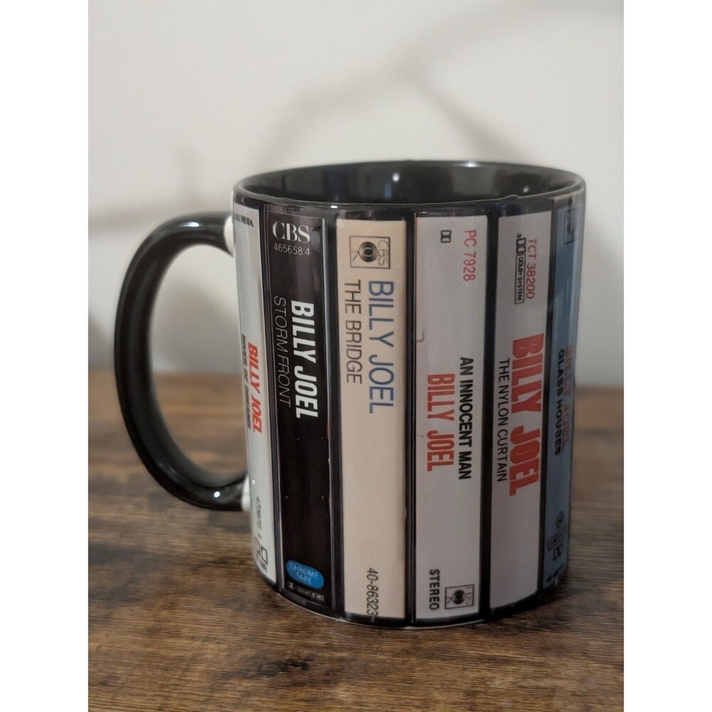 Billy Joel Albums Ceramic  Mug 15 Oz Pop Music Cassette Retro Collection Accent